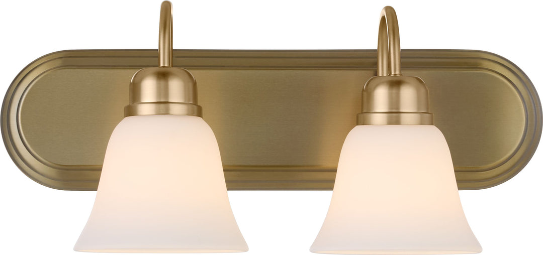 CAMPBELL 2 Light Vanity with Satin Opal - Aged Brass
