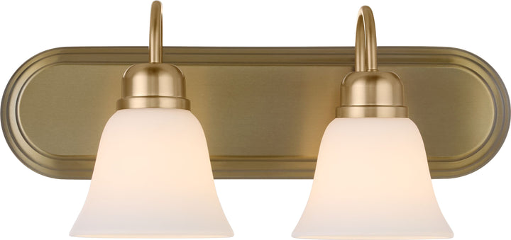 CAMPBELL 2 Light Vanity with Satin Opal - Aged Brass