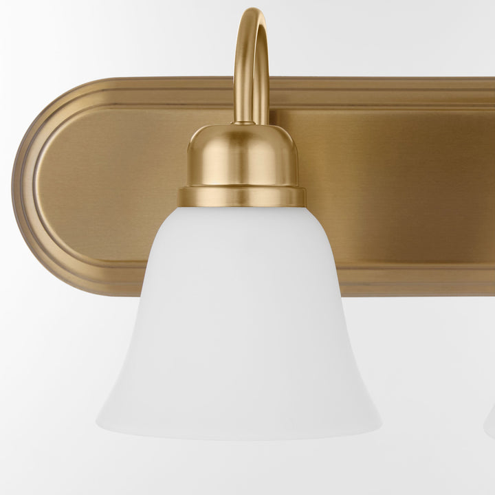 CAMPBELL 2 Light Vanity with Satin Opal - Aged Brass
