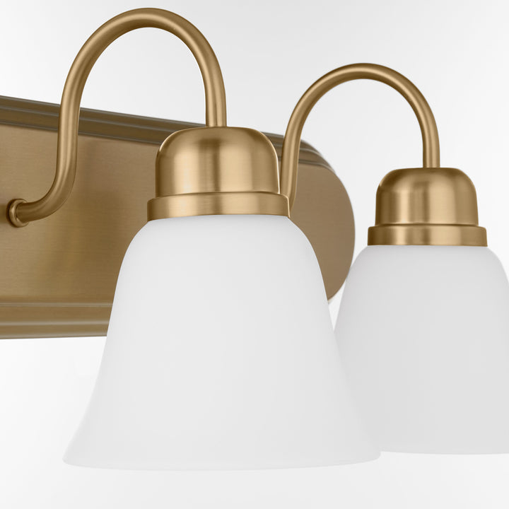 CAMPBELL 2 Light Vanity with Satin Opal - Aged Brass