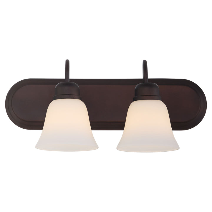 2 Light Traditional Oiled Bronze Satin Opal Glass Vanity