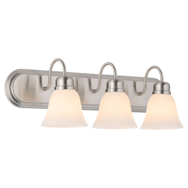 3 Light Traditional Satin Nickel Satin Opal Glass Vanity