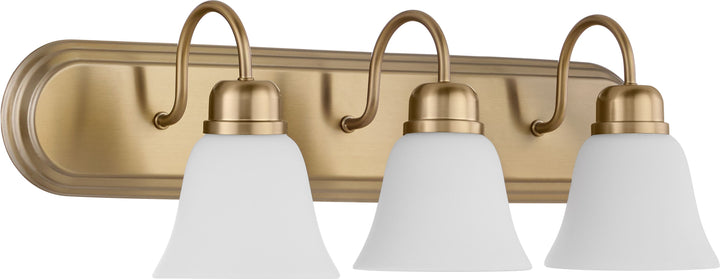 CAMPBELL 3 Light Vanity with Satin Opal - Aged Brass