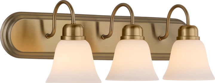 CAMPBELL 3 Light Vanity with Satin Opal - Aged Brass