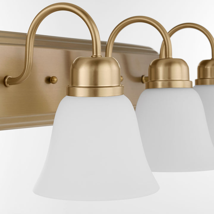 CAMPBELL 3 Light Vanity with Satin Opal - Aged Brass