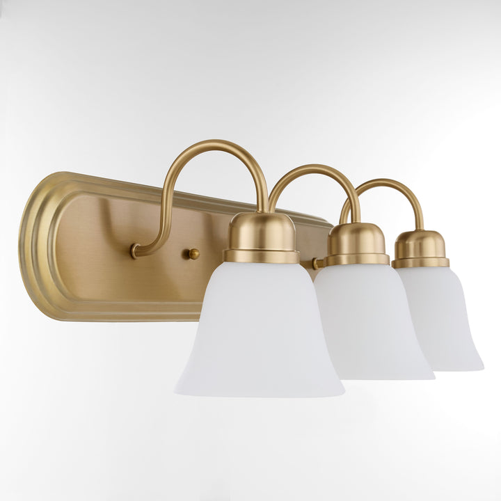 CAMPBELL 3 Light Vanity with Satin Opal - Aged Brass