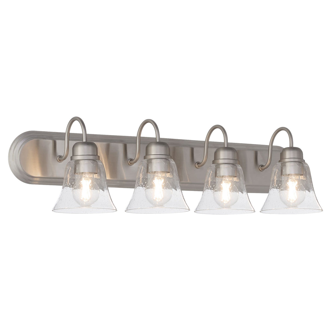 4 Light Traditional Satin Nickel Clear Seeded Glass Vanity