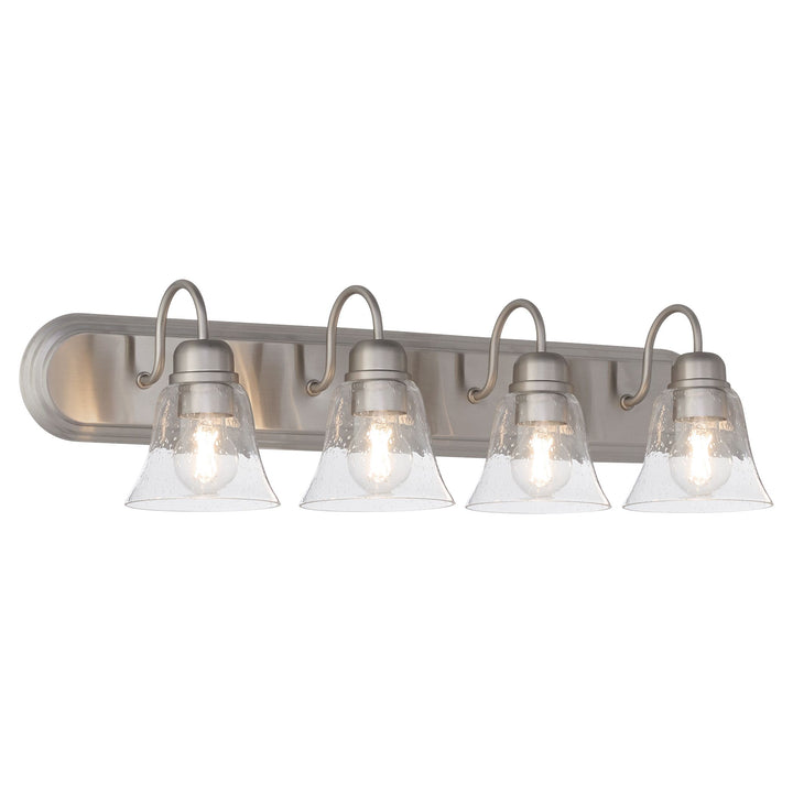 4 Light Traditional Satin Nickel Clear Seeded Glass Vanity