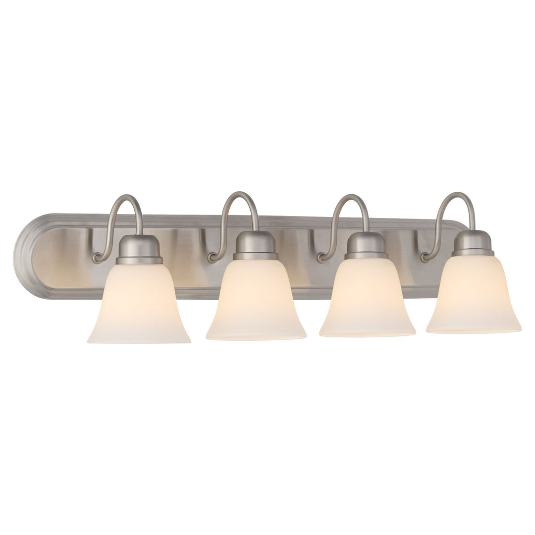 4 Light Traditional Satin Nickel Satin Opal Glass Vanity