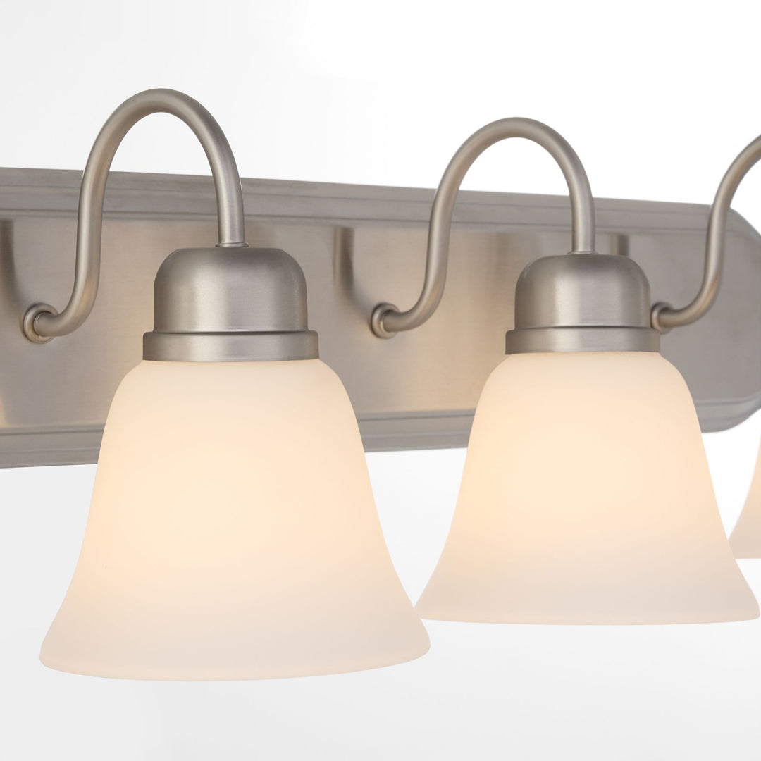 4 Light Traditional Satin Nickel Satin Opal Glass Vanity