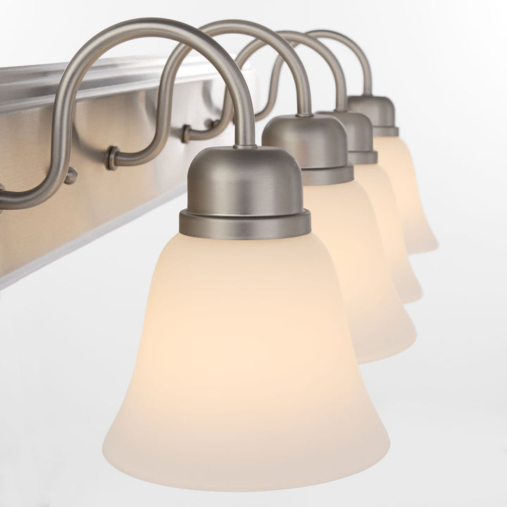 4 Light Traditional Satin Nickel Satin Opal Glass Vanity