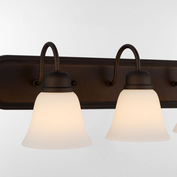 4 Light Traditional Oiled Bronze Satin Opal Glass Vanity