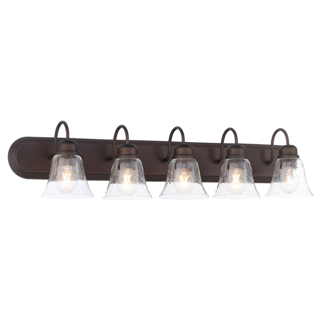 5 Light Traditional Oiled Bronze ClearSeeded Glass Vanity