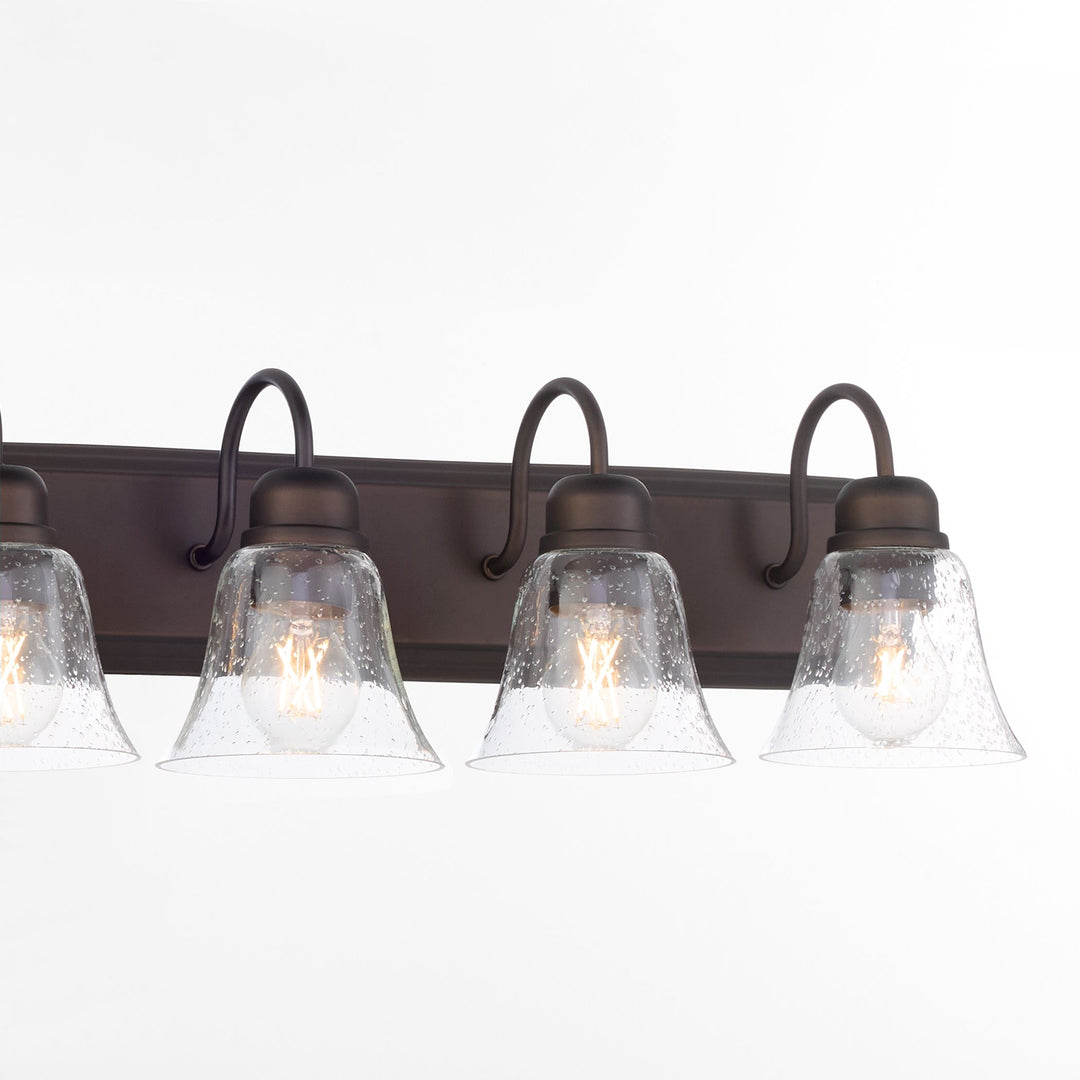 5 Light Traditional Oiled Bronze ClearSeeded Glass Vanity