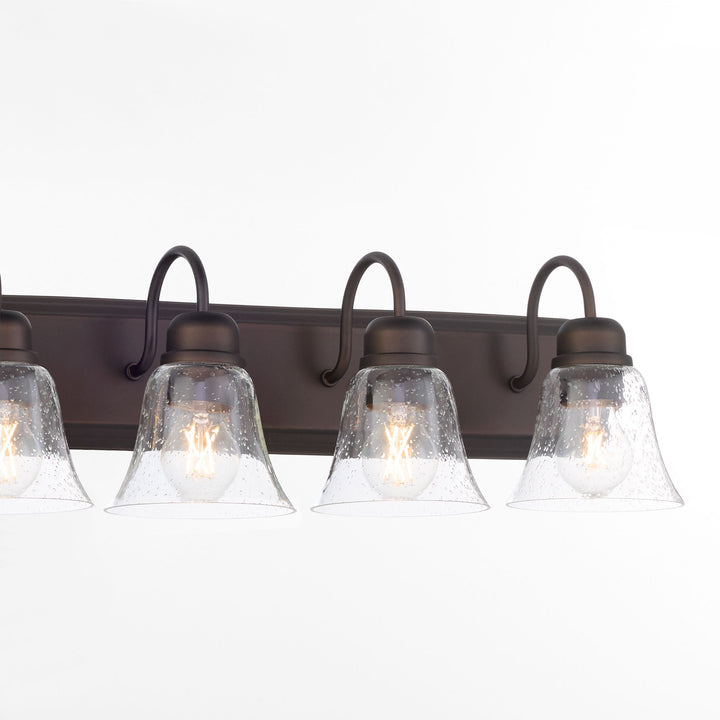 5 Light Traditional Oiled Bronze ClearSeeded Glass Vanity