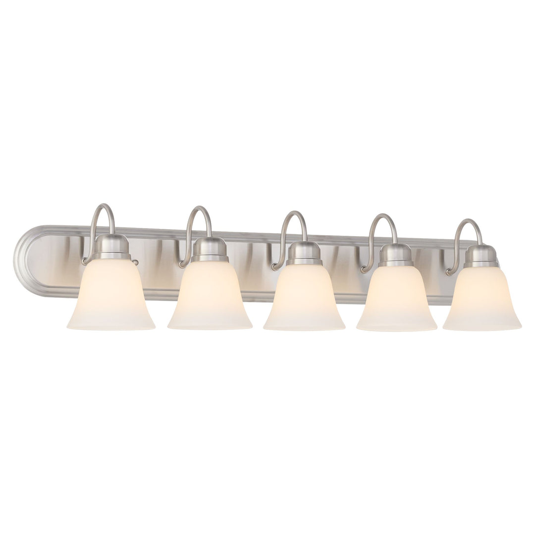 5 Light Traditional Satin Nickel Satin Opal Glass Vanity