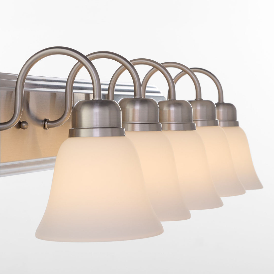 5 Light Traditional Satin Nickel Satin Opal Glass Vanity