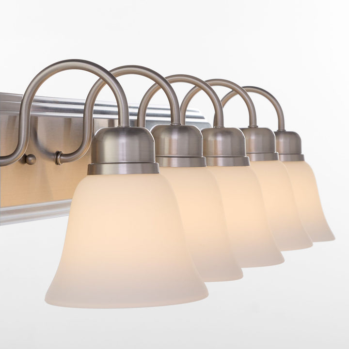 5 Light Traditional Satin Nickel Satin Opal Glass Vanity