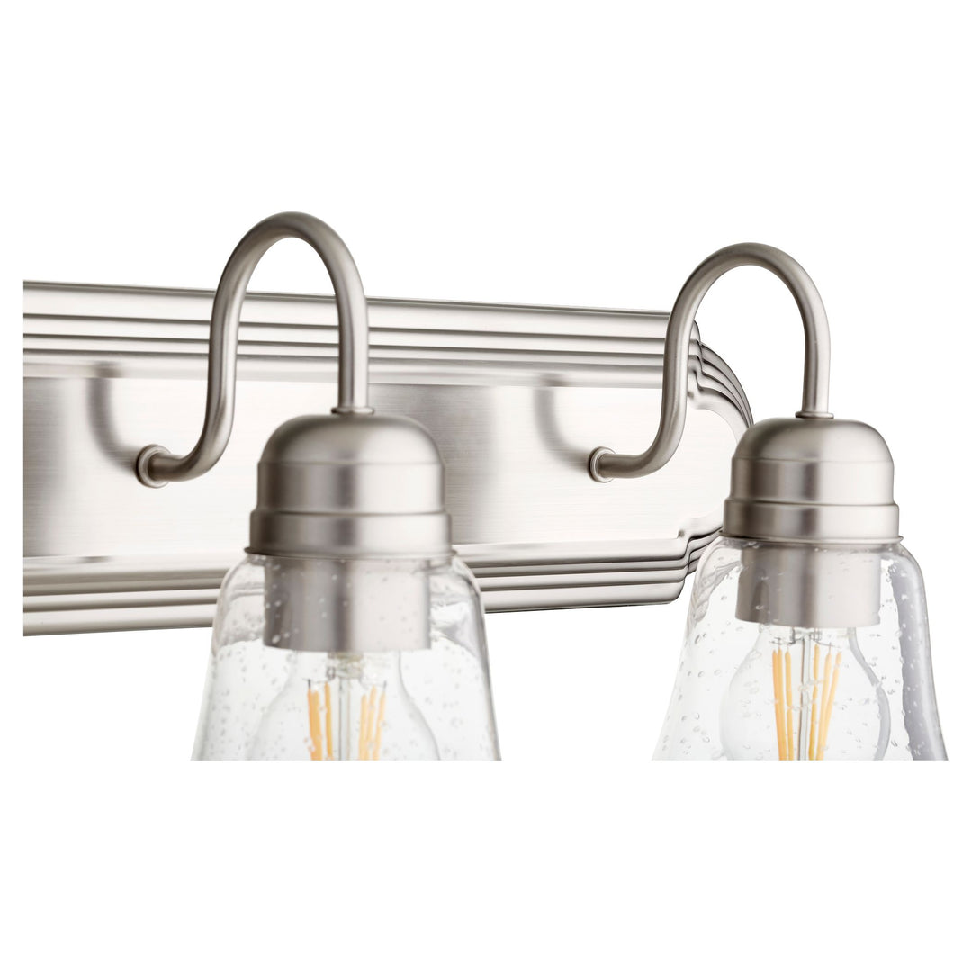 6 Light Traditional Satin Nickel Clear Seeded Glass Vanity