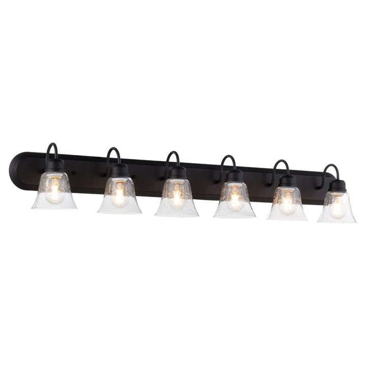 6 Light Traditional Black with Clear Seeded Glass Vanity