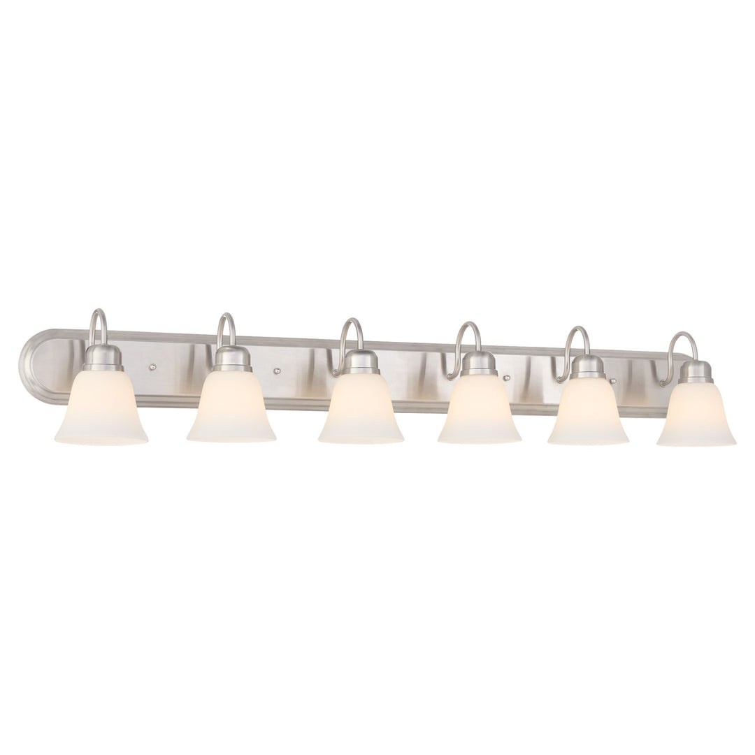 6 Light Traditional Satin Nickel Satin Opal Glass Vanity