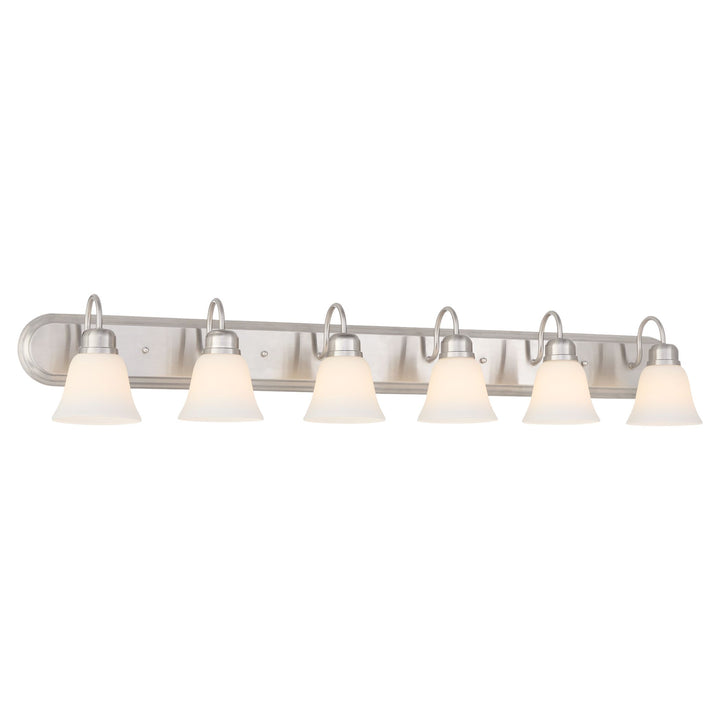 6 Light Traditional Satin Nickel Satin Opal Glass Vanity