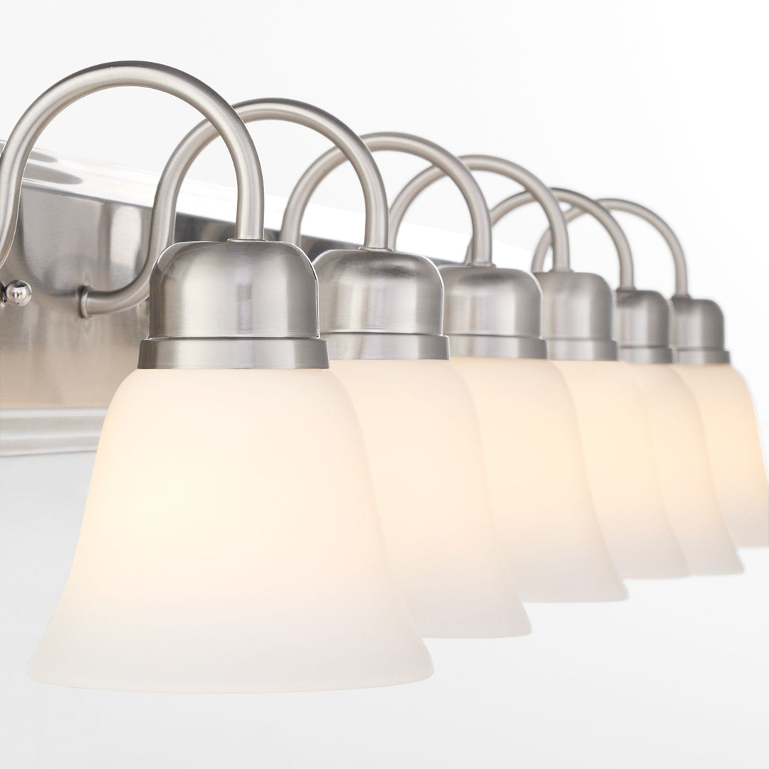 6 Light Traditional Satin Nickel Satin Opal Glass Vanity
