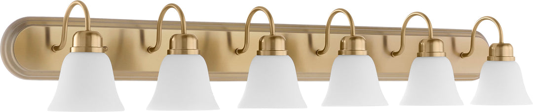 CAMPBELL 6 Light Vanity with Satin Opal - Aged Brass