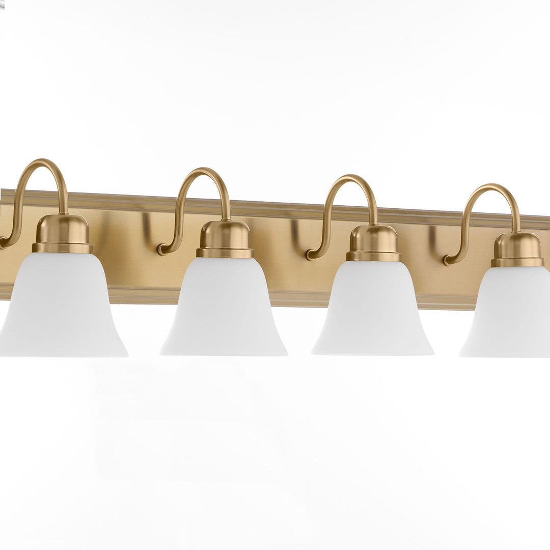 CAMPBELL 6 Light Vanity with Satin Opal - Aged Brass