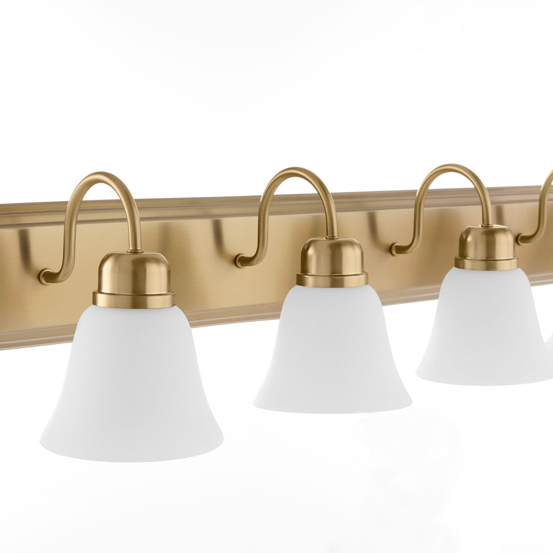 CAMPBELL 6 Light Vanity with Satin Opal - Aged Brass