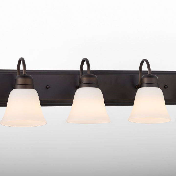 6 Light Traditional Oiled Bronze Satin Opal Glass Vanity