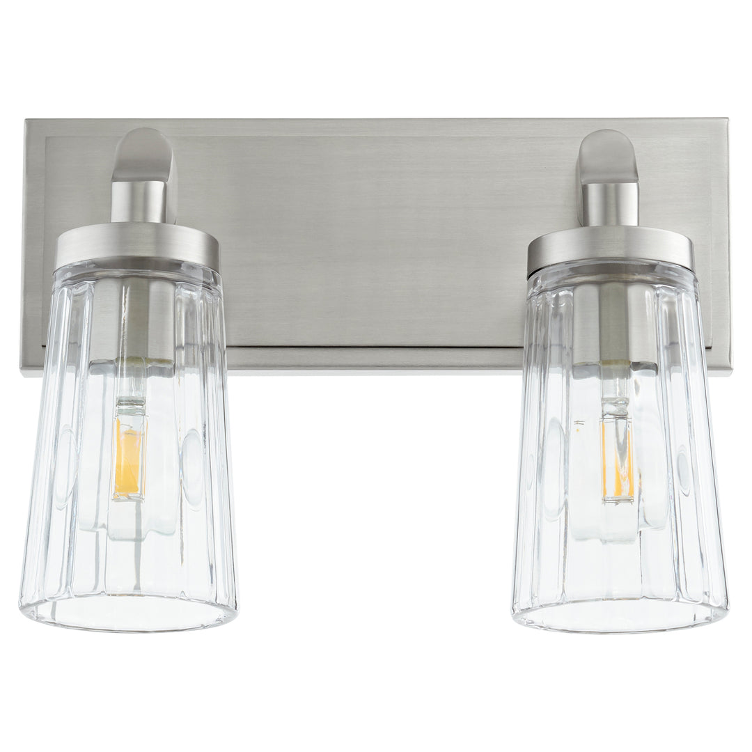 2 Light Fluted Vanity - Satin Nickel