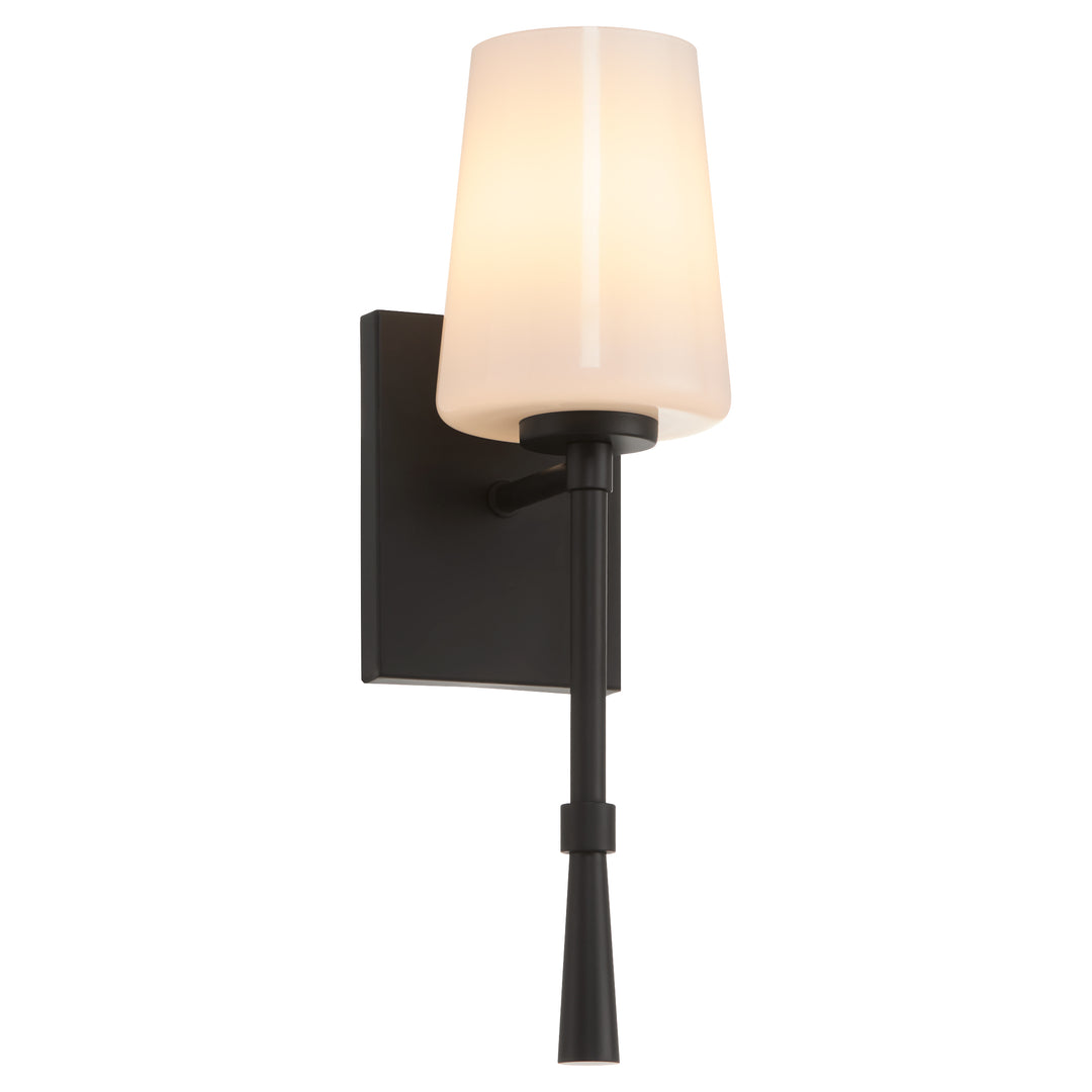 Goodwin 1 Light Tall Wall Mount W/ Opal - Matte Black