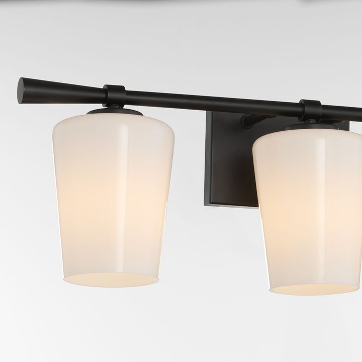 Goodwin 3 Light Vanity W/ Opal - Matte Black