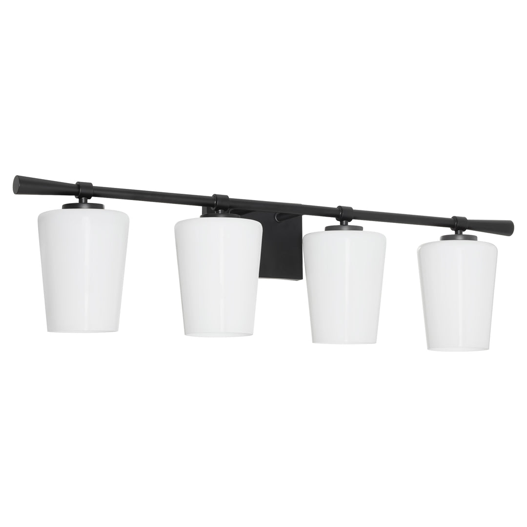 Goodwin 4 Light Vanity W/ Opal - Matte Black