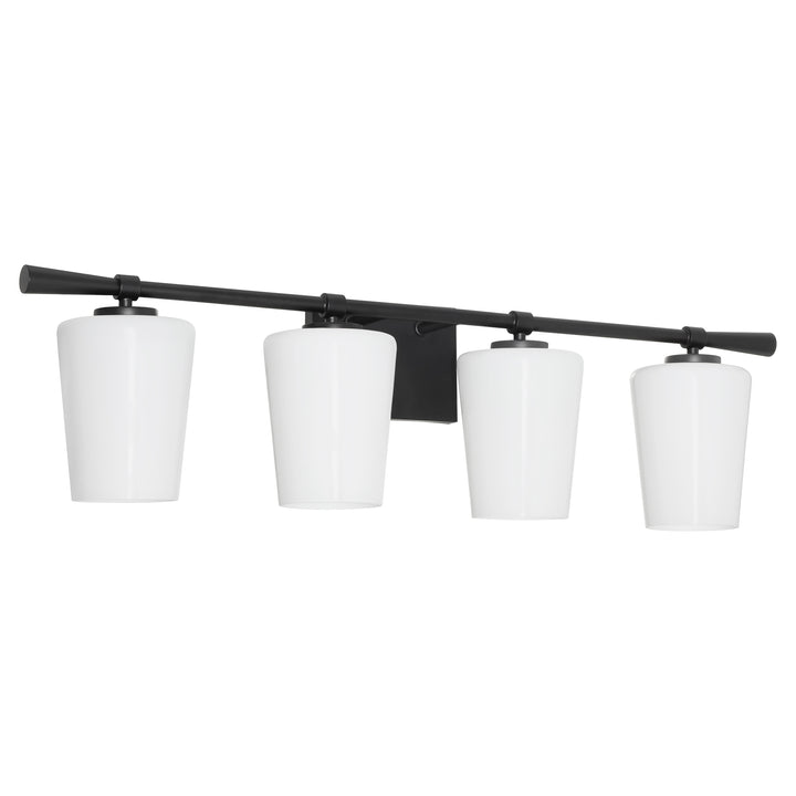 Goodwin 4 Light Vanity W/ Opal - Matte Black