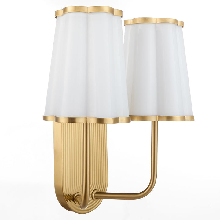 Belinder 2 Light Scalloped Wall Mount  - Aged Brass