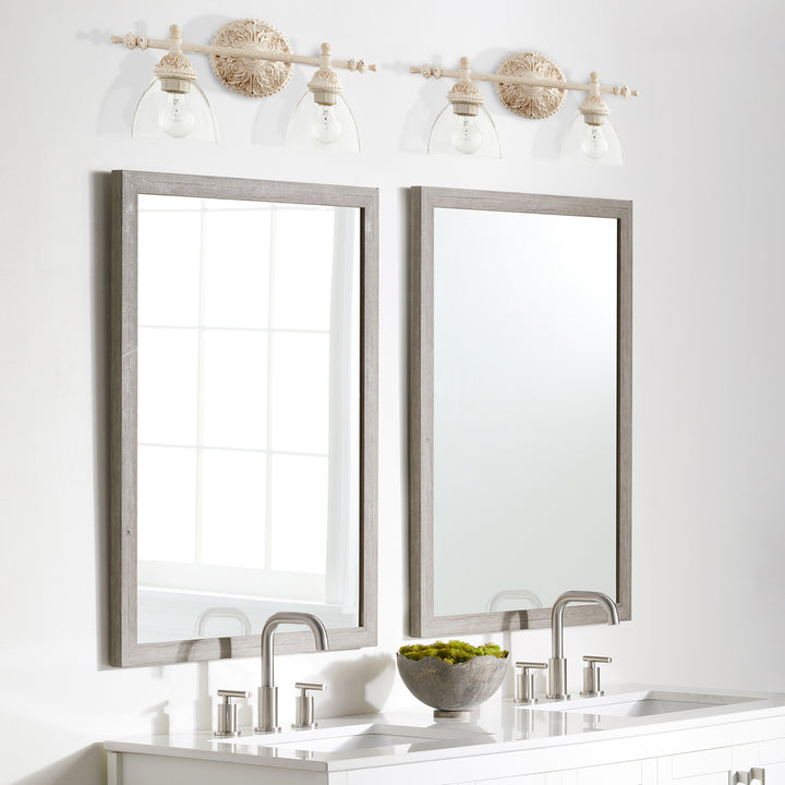 2 Light Traditional Persian White Clear Seeded Glass Vanity