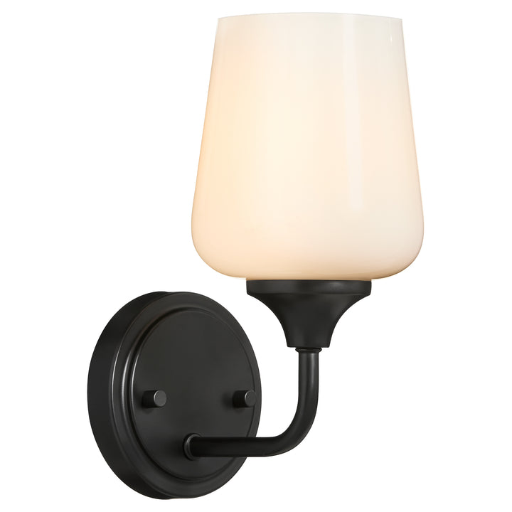 Raymond 1 Light Opal Wall Mount - Matte Black