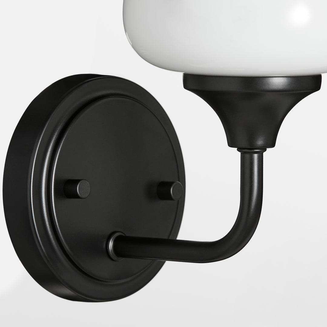 Raymond 1 Light Opal Wall Mount - Matte Black
