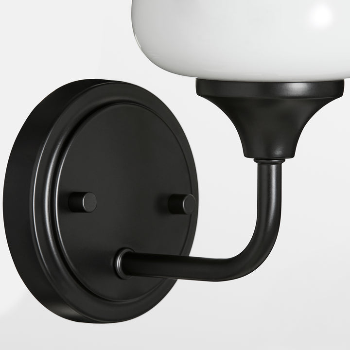 Raymond 1 Light Opal Wall Mount - Matte Black