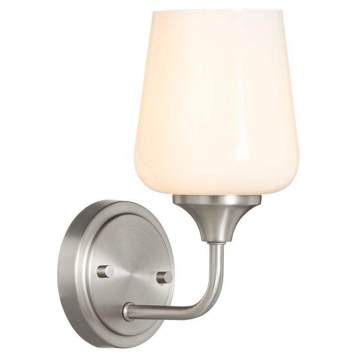 Raymond 1 Light Opal Wall Mount - Satin Nickel