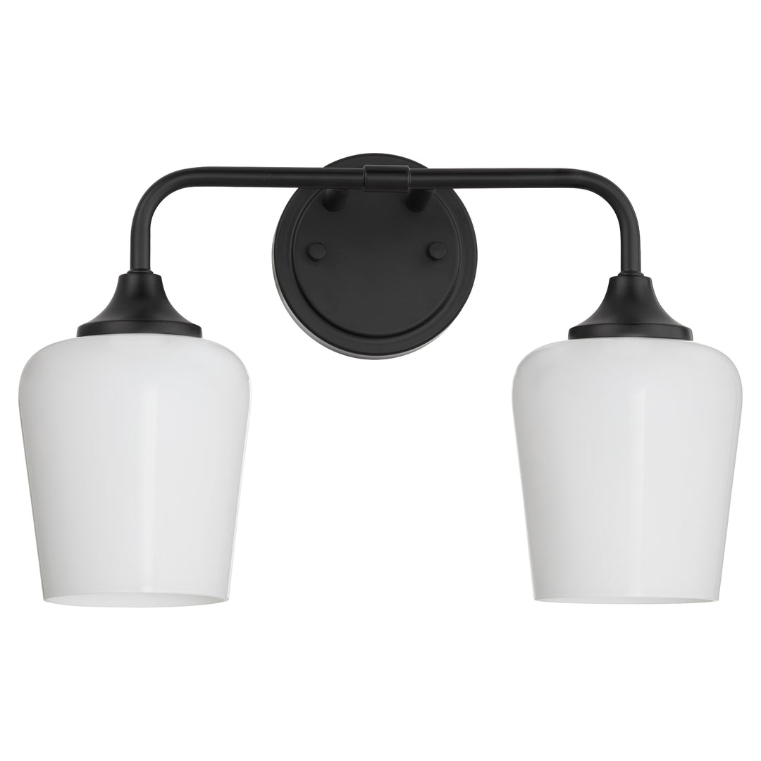 Raymond 2 Light Opal Wall Mount - Matte Black