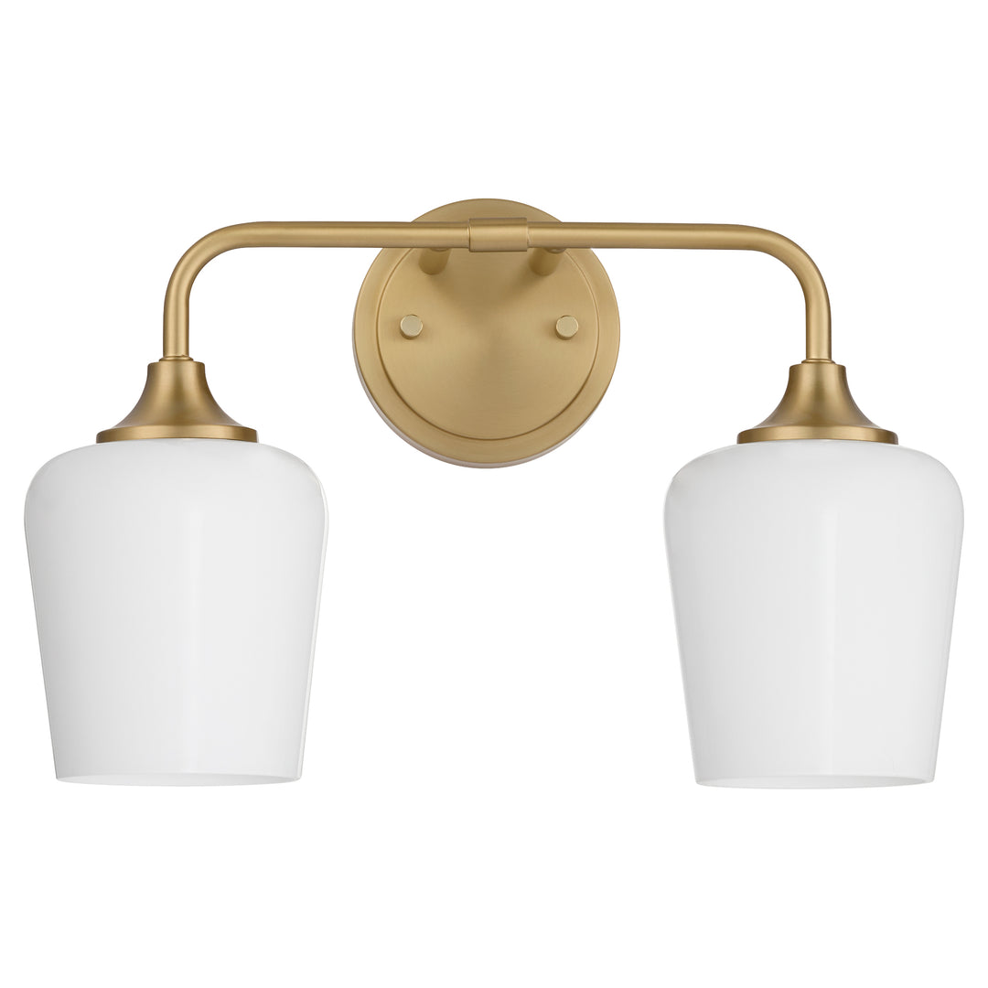 Raymond 2 Light Opal Wall Mount - Aged Brass