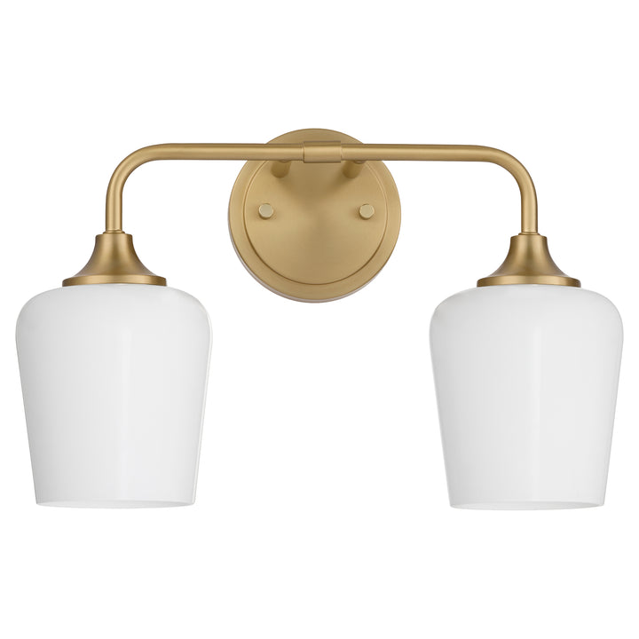 Raymond 2 Light Opal Wall Mount - Aged Brass