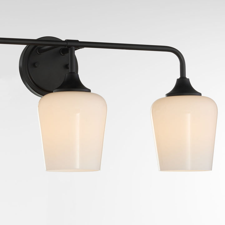 Raymond 3 Light Opal Wall Mount - Matte Black