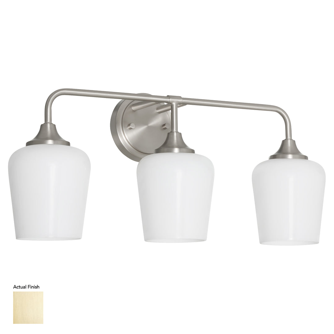 Raymond 3 Light Opal Wall Mount - Aged Brass