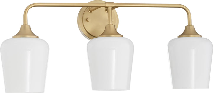 Raymond 3 Light Opal Wall Mount - Aged Brass