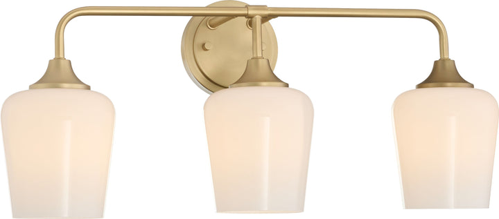 Raymond 3 Light Opal Wall Mount - Aged Brass