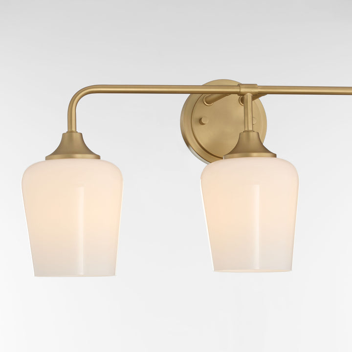 Raymond 3 Light Opal Wall Mount - Aged Brass